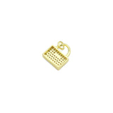 Clear CZ Gold Lock Pad Charm Pendant,Sku#LD732