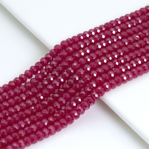 Red Corundum Faceted Rondelle Beads, Sku#U2128