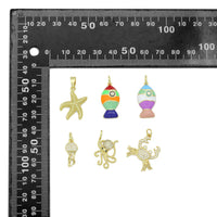 Starfish Colorful Fish Jellyfish Crab Octopus Pendant charm , Sku#LX923