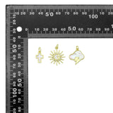 Mother of Pearl Cross Clouds Sun Pendant charm, Sku#LX924