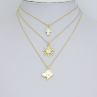 Mother of Pearl Cross Clouds Sun Pendant charm, Sku#LX924