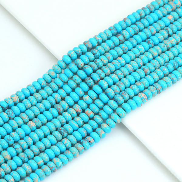 5x8mm Smooth Rondelle Blue Imperial Jasper Beads, Sku#U2120