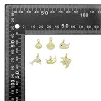 Clear CZ Gold Shell Fish Dolphin whale Pendant charm, Sku#LX925