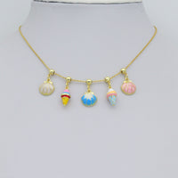 Colorful Enamel Shell Icecream Pendant charm, Sku#A509