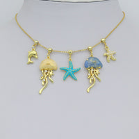 Enamel Jellyfish Blue starfish, Pearl starfish, Dolphin Pendant charm, Sku#A510