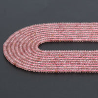 2x4mm Strawberry Quartz Smooth Rondelle Beads, Sku#U2107