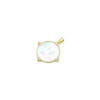 White Pearl Gold Butterfly insect On Round Coin Charm Pendant,Sku#LX876