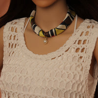 Scarf Necklace with Pearl Pendant, sku#EF807