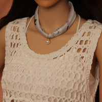 Scarf Necklace with Pearl Pendant, sku#EF807