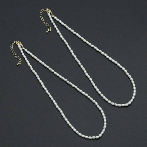 Rice Shape Pearl necklace , Sku#EF797