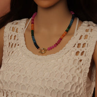 Pink Rainbow adventure green Roundelle Gemstone necklace, sku#EF810