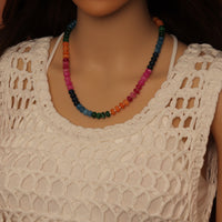 Pink Rainbow adventure green Roundelle Gemstone necklace, sku#EF810