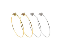CZ Pave Heart Hoop Earrings, Sku#J321