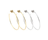 CZ Pave Heart Hoop Earrings, Sku#J321