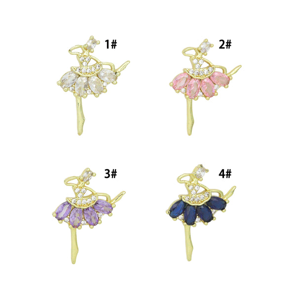 Colorful CZ Ballet Dancer Charm, Sku#JL116
