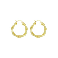 Gold Twisted Hoop Earrings, Sku#JL194