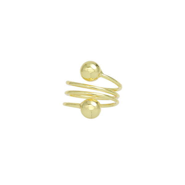 Gold Swirl Line Ball end Adjustable Ring, Sku#JL197