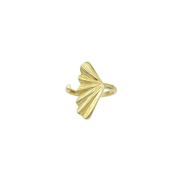 Gold Ginkgo Leaf Adjustable Ring, Sku#JL198