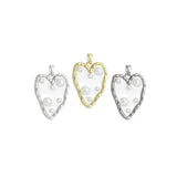Hammered Edge Acrylic Heart with Pearl Charm , Sku#JL202