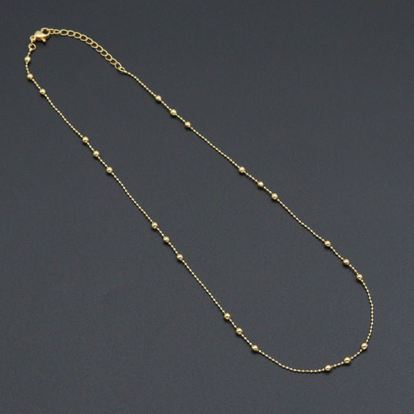 Dainty Gold ball Chain Adjustable Necklace , Sku#JL203