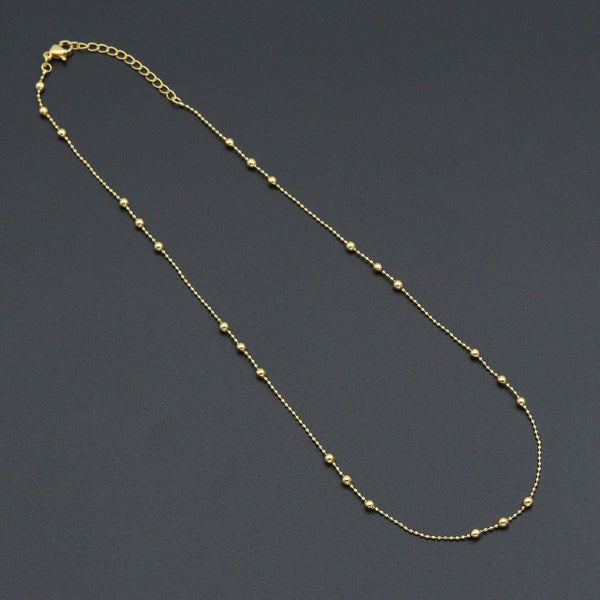 Dainty Gold ball Chain Adjustable Necklace , Sku#JL203