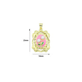 White Pearl Pink Enamel Rose On Oval Pic frame charm, Sku#JL205