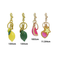 Lemon Lime Heart Star Pendant bag charm keychain, Sku#JL207