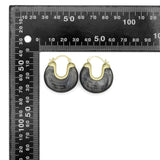 Vintage Style Marbled Resin U-Hoop Earrings with Gold Detailing, Sku#JL210