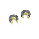 Vintage Style Marbled Resin U-Hoop Earrings with Gold Detailing, Sku#JL210