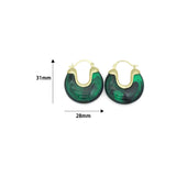 Vintage Style Marbled Resin U-Hoop Earrings with Gold Detailing, Sku#JL210