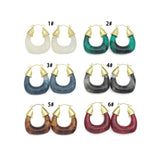 Geometric Arylic Hoop Earrings with Gold Accents, Sku#JL211