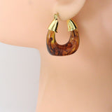 Geometric Arylic Hoop Earrings with Gold Accents, Sku#JL211