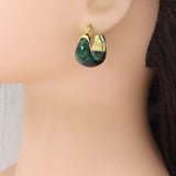 Acrylic Resin Drop & Hoop Earrings with Gold Accents, Sku#JL212