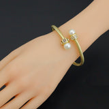  Twisted Pearl & Ball Cuff Bracelet, Ball end bracelet, adjustable Bracelet, Sku#LK1341