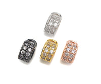 Clear CZ Micro Pave Double Row Charm Holder, Cubic Zirconia Round Ring Spacer Charm,Gold/Silver/Rose Gold/Black Tone,3x8mm,sku#L322