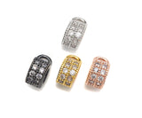 Clear CZ Micro Pave Double Row Charm Holder, Cubic Zirconia Round Ring Spacer Charm,Gold/Silver/Rose Gold/Black Tone,3x8mm,sku#L322
