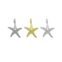 CZ Micro Pave Starfish Pendant, Cubic Zirconia Starfish Pendant Charm for Necklace Bracelet Earrings Making, 19x22mm,sku#L359