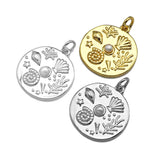 CZ Micro Pave Underwater World pearl Center Coin Pendant/Charm,Sheell Snail Pearl, sku#L400
