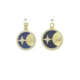 Gold North Star Moon on Lapis Charm, Sku#L706