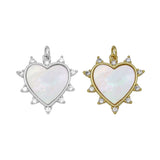 CZ Pave Mother of Pearl Spike Heart Charm, Sku#L713