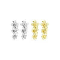 Gold Silver String Flowers Earrings, Sku#L719