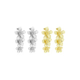 Gold Silver String Flowers Earrings, Sku#L719