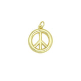 Gold Peace Sign Charm Pendant, Sku#L729