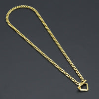 Gold Rectangle Toggle Clasp Cuban Chain Link Adjustable Necklace , Sku#L731