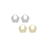 Clear CZ Flower Shape Hoop Earrings, Sku#L732