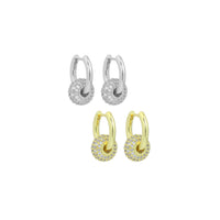 Clear CZ Spacer Bead Round Hoop Earrings, Sku#L733