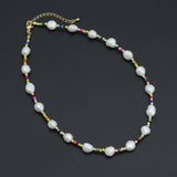 Freshwater Pearl with Colorful Beads Necklace , Sku#L735