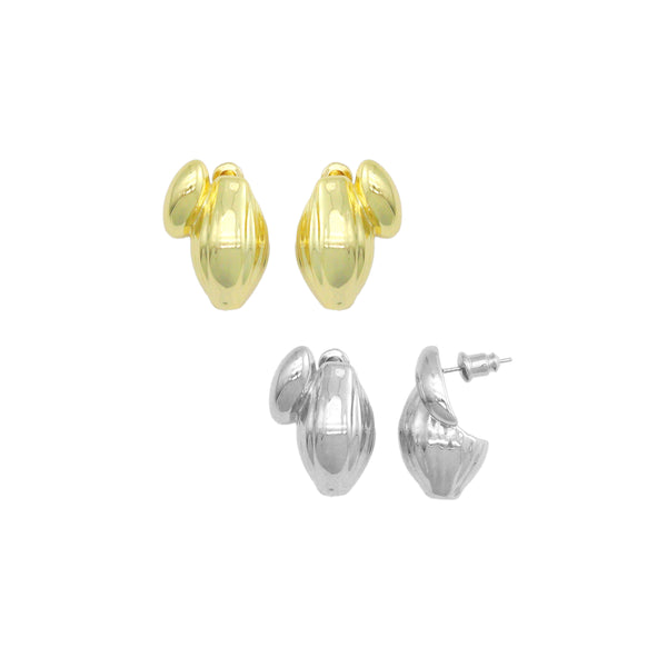 Gold Silver 3D Shell Stud Earrings, Sku#L736