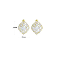 Baguette Diamond CZ Gold Silver Marquise shape Stud Earrings, Sku#L737