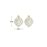 Baguette Diamond CZ Gold Silver Marquise shape Stud Earrings, Sku#L737